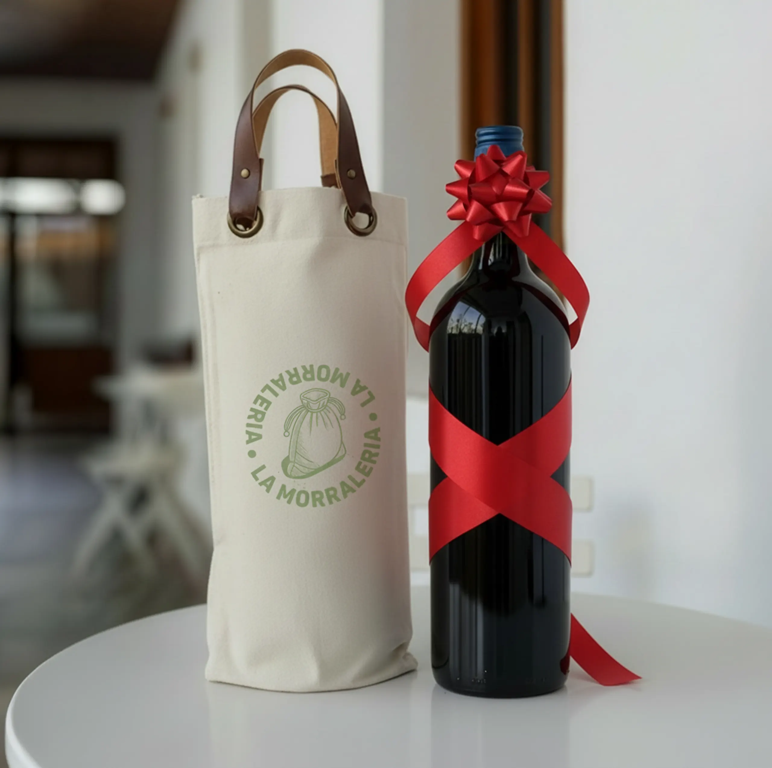 bolsa manta botella vino